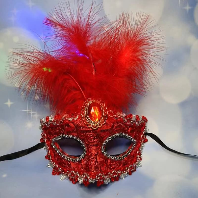 Sexy Half-Face Glowing Mask for Women Halloween Bar KTV Performance Photography Fun Mask Plastic Material Light-Up Function