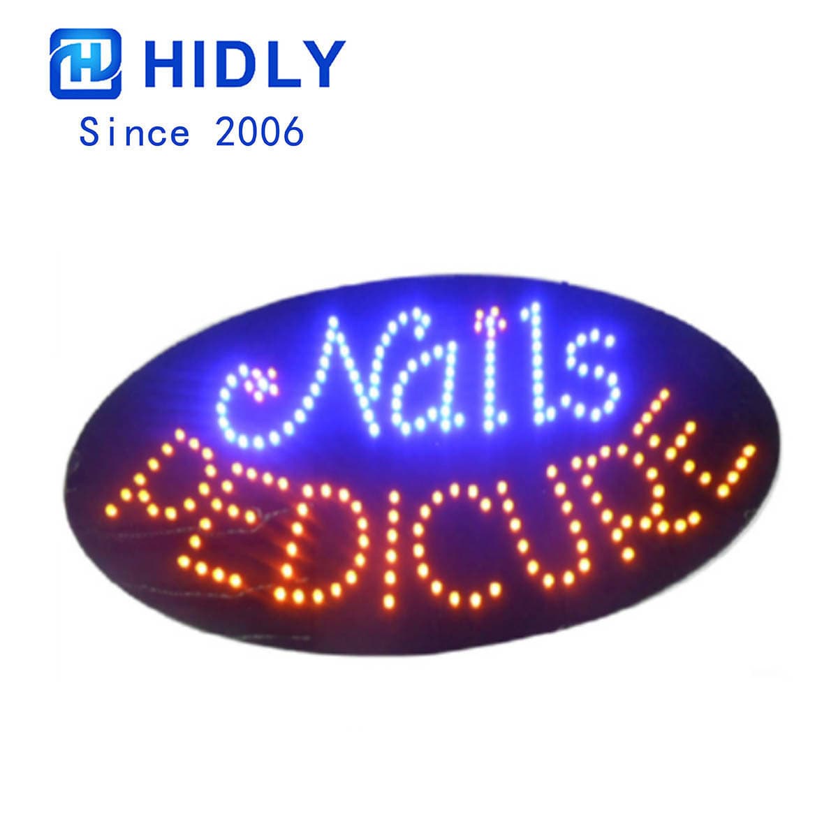 BSCI certified Nails PEDICURE nail art signboard LED sign export US oval signboard