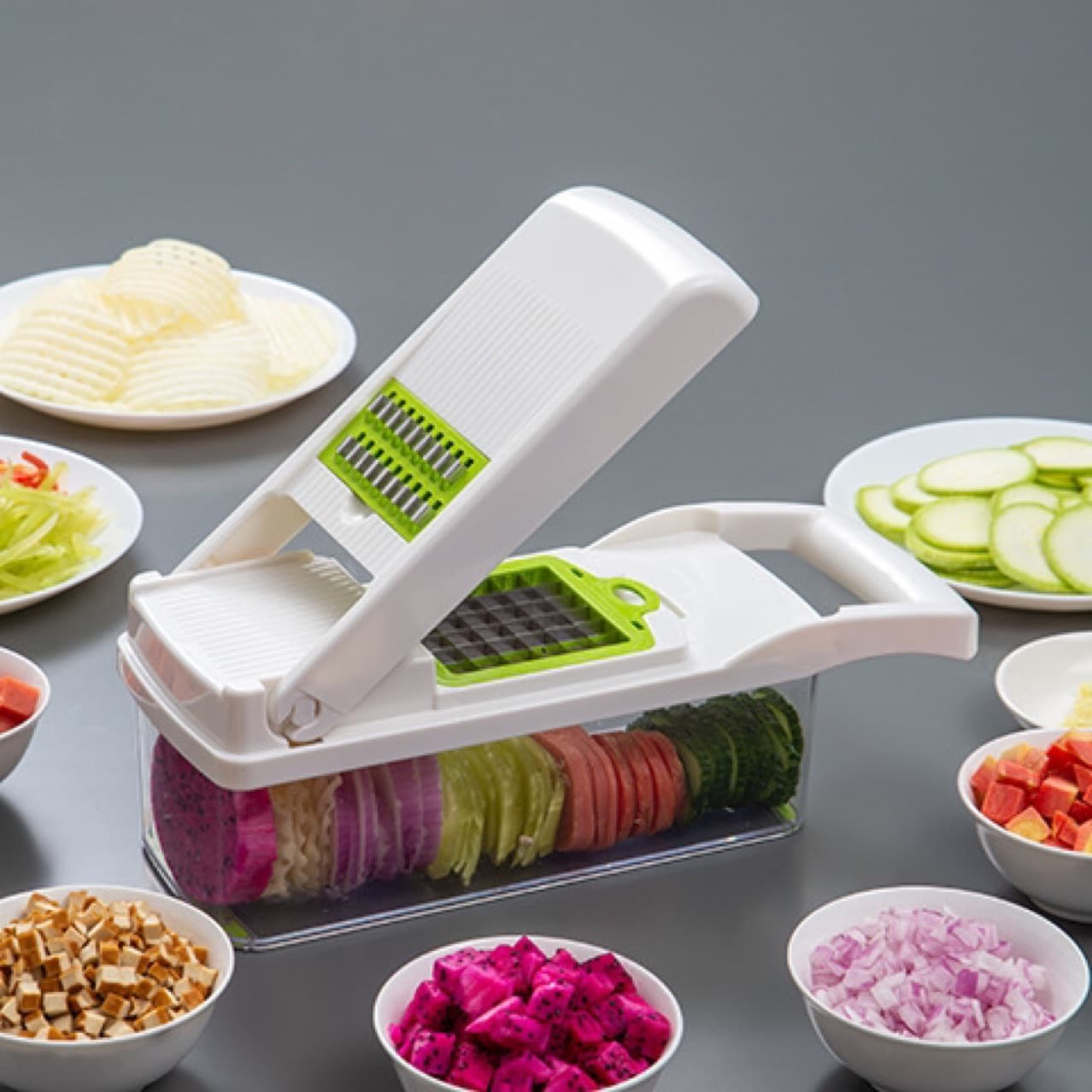 16-Piece Vegetable Cutter Set, 14-Piece Grater, Multifunctional Household Grater, Cutting Board, Home Essential Kitchen Set