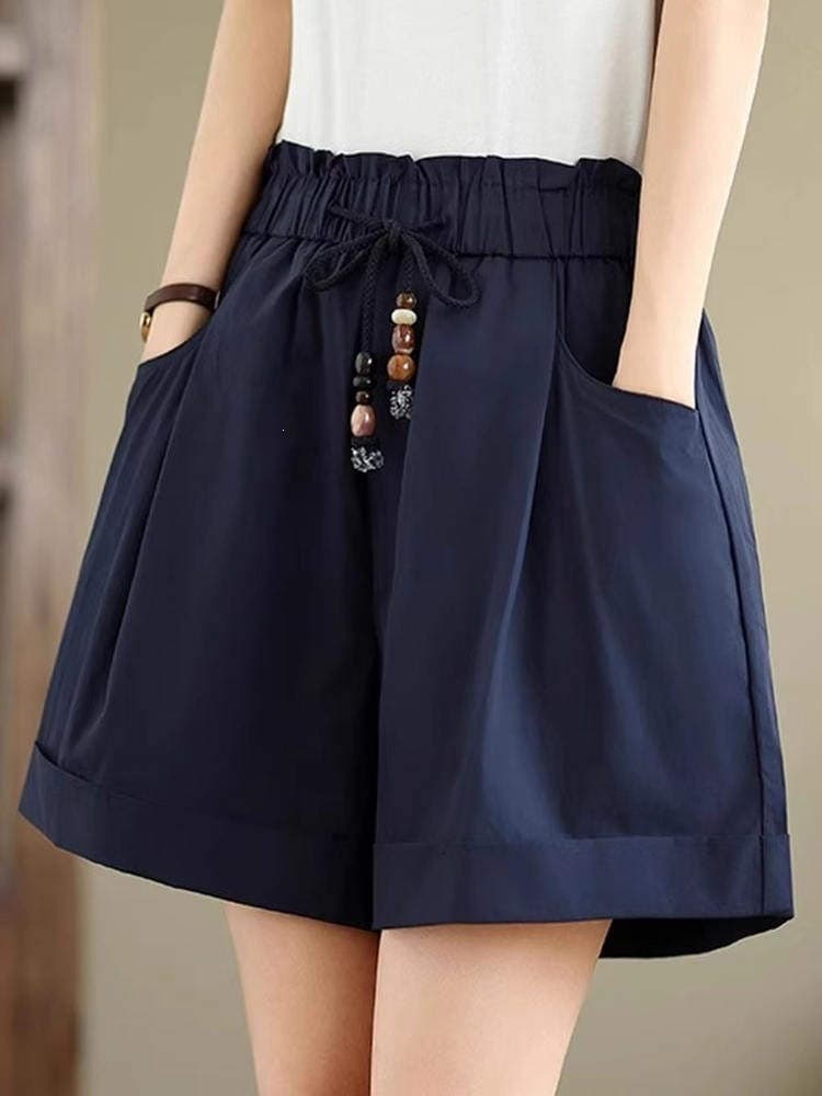 Women's Five-Point Shorts Summer Thin Layer Outerwear Flower Bud Shorts New Trendy Casual Wide Leg Shorts