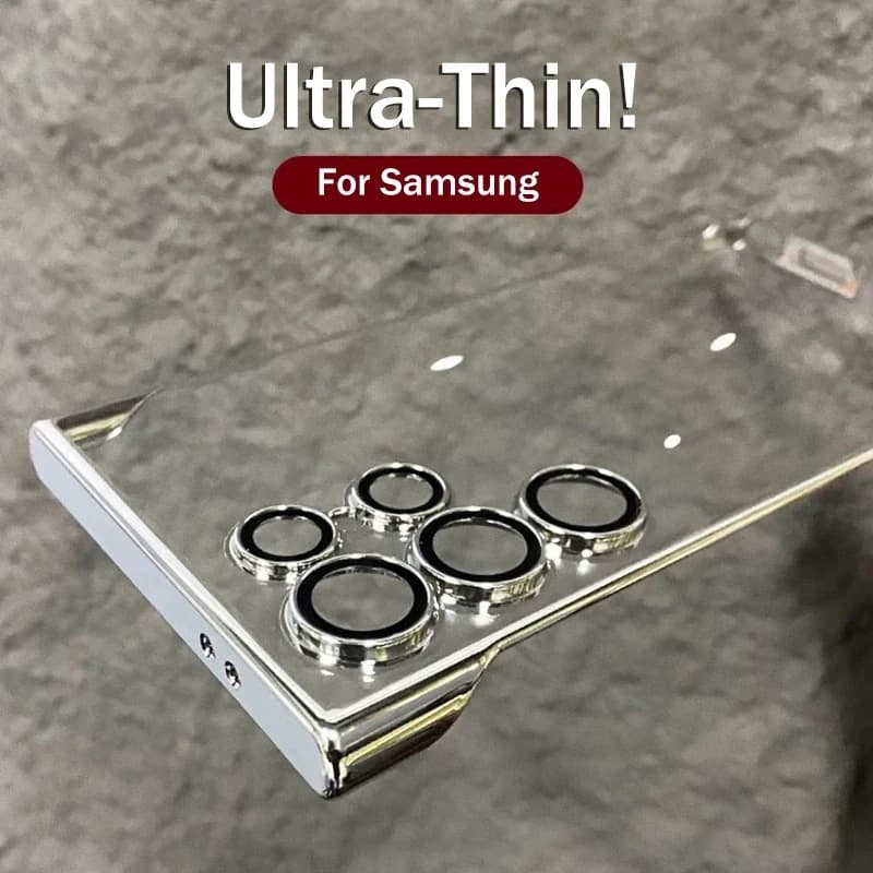 Ultra-Thin Electroplated Transparent Full-Coverage Hard Case for Samsung S25Plus S24Ultra S23 No-Frame PC Shell Shock-Resistant Heat-Sink Anti-Fingerprint