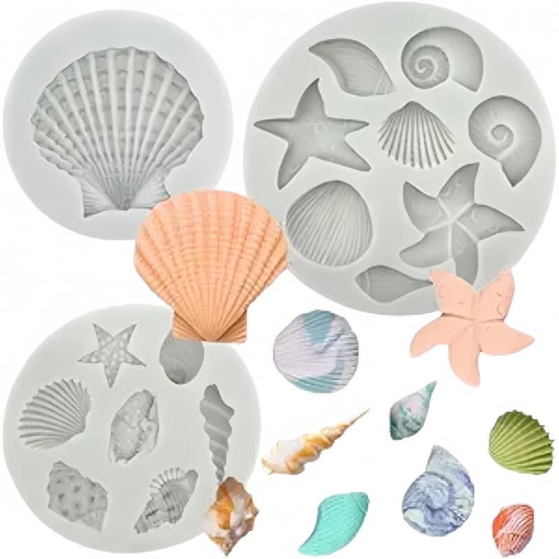 Conch Shell Starfish Chocolate Silicone Mold Fondant Cake Decoration Baking Mold Jewelry Making Resin Mold