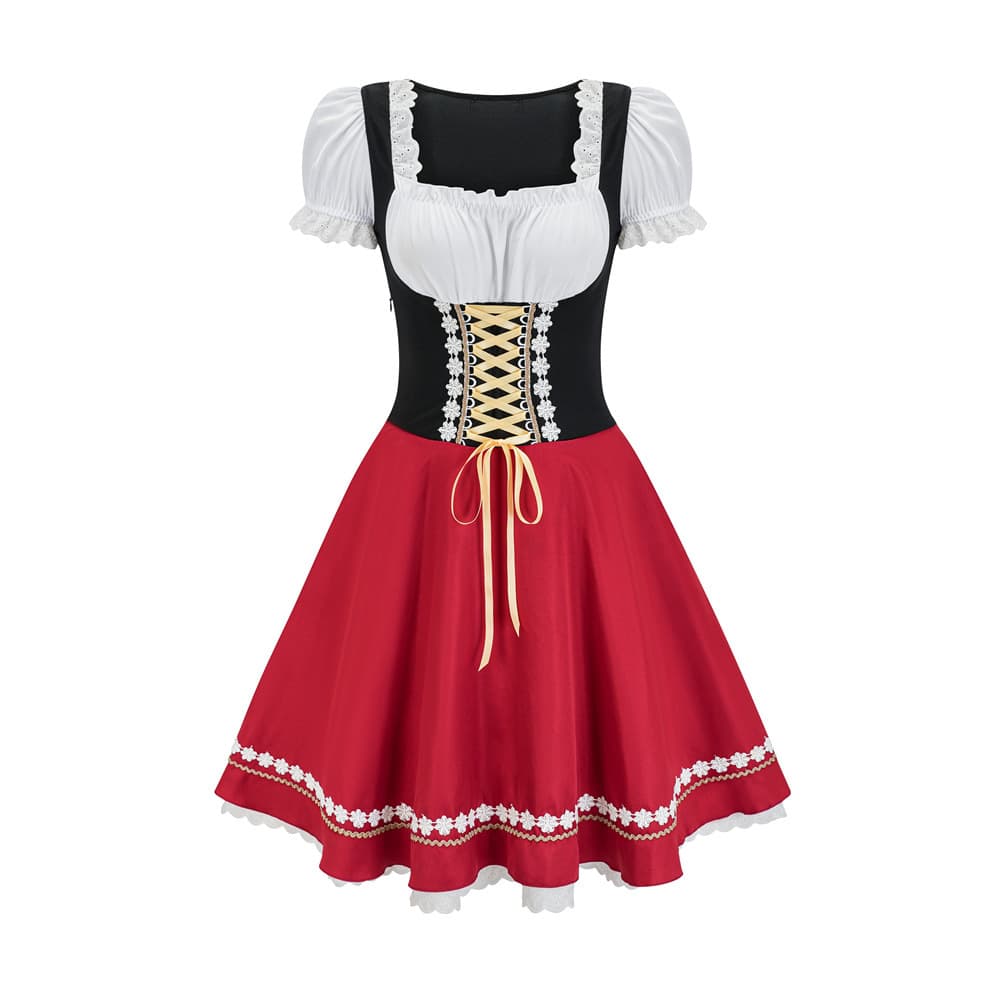 Halloween German Beer Dress Short Sleeve Women Beer Girl cosplay dress Maid Dress Beer Dress