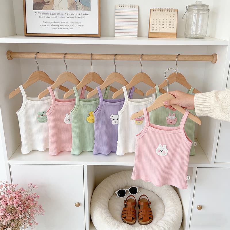 Girls 2026 Summer Camisole Top, Candy Color Kids Casual Wear, Baby Cute Top for Little Girls