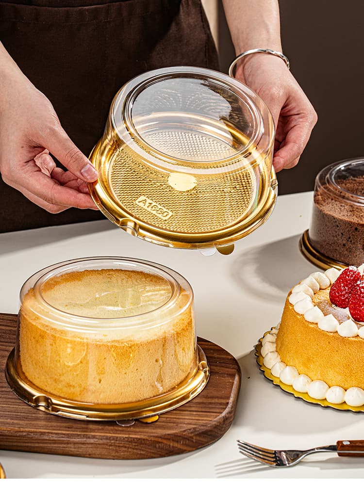 Cake packaging box 6-inch round chiffon box disposable transparent plastic package cheese embryo hand-torn bread