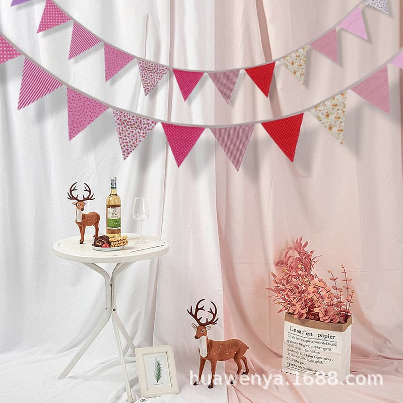Pennant decorations for baby birthday parties, kindergarten setups, Christmas and Halloween arrangements.
