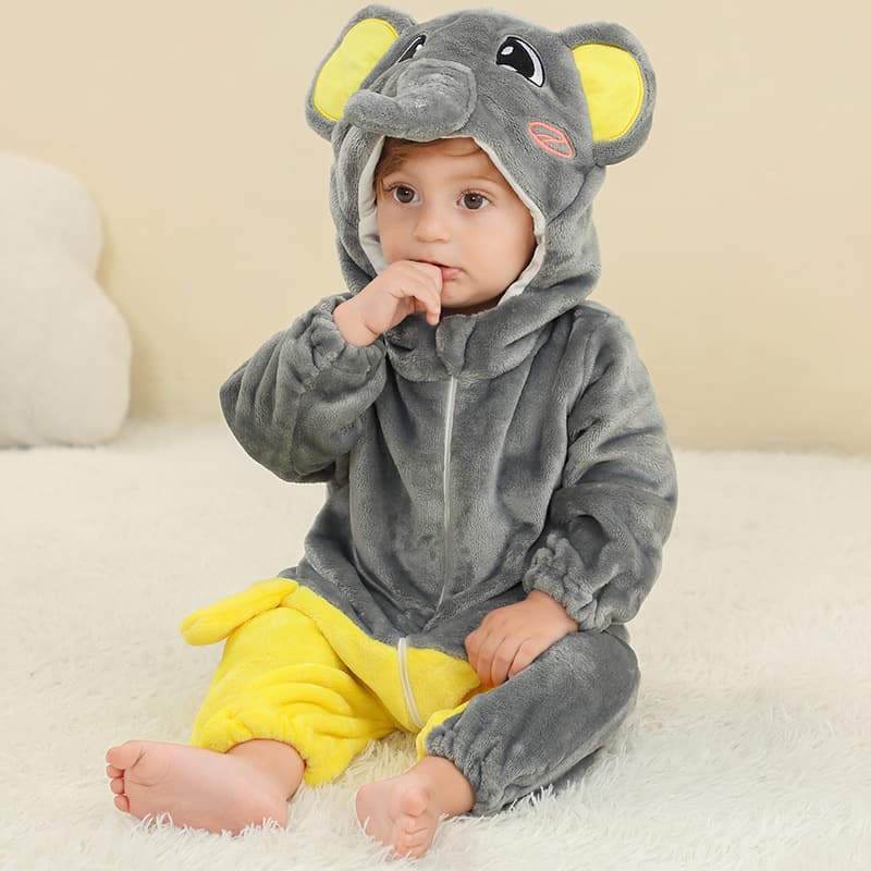MICHLEY Animal Design Baby Romper, Class A Flannel Crawling Suit, Cross-border Flannel Romper