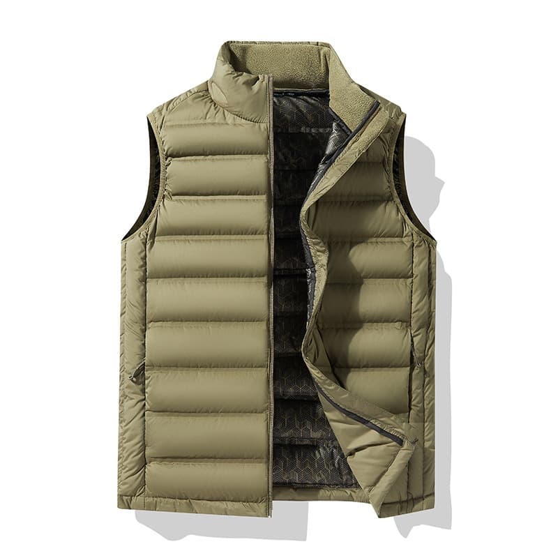 Plus Size Men's Down Vest Autumn Winter New Stand Collar Warm Thick Graphene Vest Short Outerwear