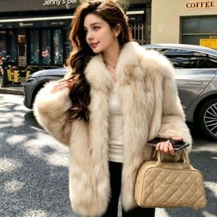 New Export Style Faux Fox Fur Coat for Women 2026 Winter Stand Collar Slim Fit Mink Fur Coat Young Style