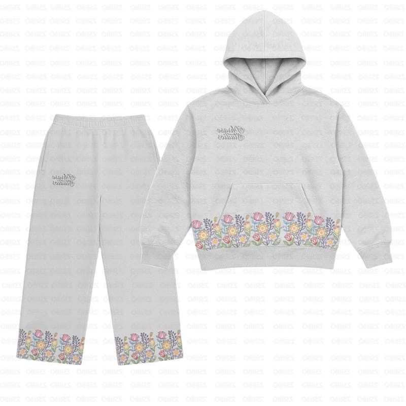 Hoodie loose sweatshirt ins Korean retro sweatpants trendy pullover Harajuku style flower pattern independent station cross-border