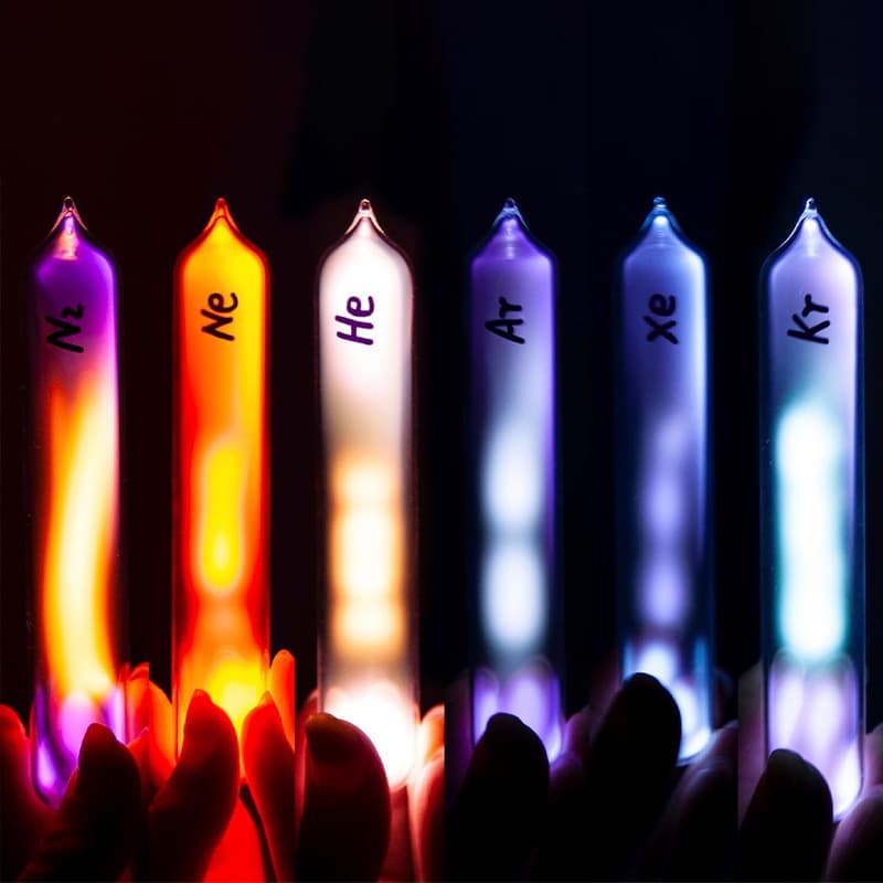 Glass-sealed rare gas glow tube, rare gas luminous element collection, glass-sealed xenon inert gas glow tube