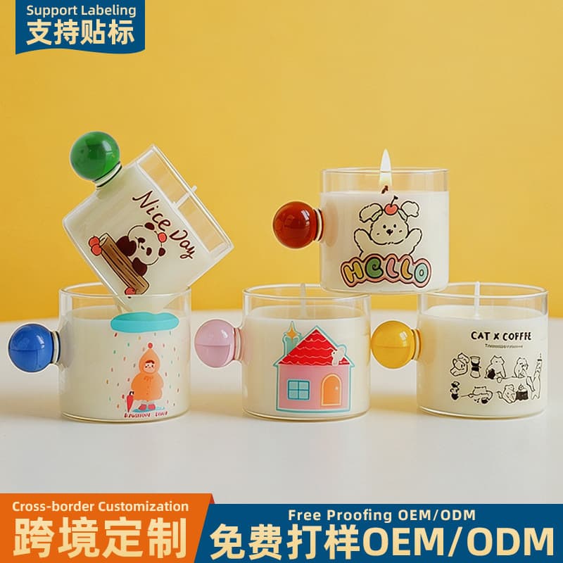 Creative Glass Cup Wax Cute Shaped Scented Decoration Premium Niche Souvenir Cross-Border Aromatherapy Candle Custom