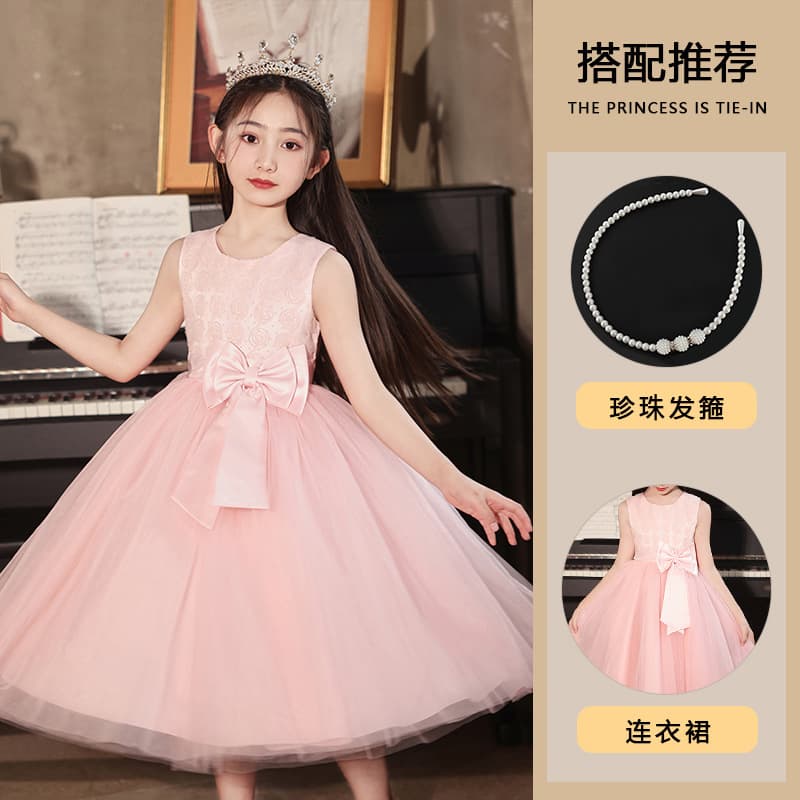 Kids Princess Dress Girls Luxury Gown Flower Girl Wedding Piano Performance Birthday Evening Dress
