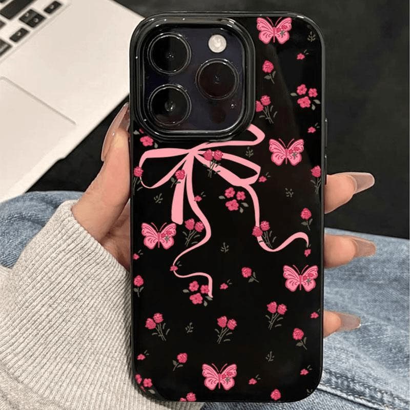 Pink Bow Phone Case for Apple 16 Pro Max, Niche iPhone 15 New Model, 14 Creative, 17 Soft Case