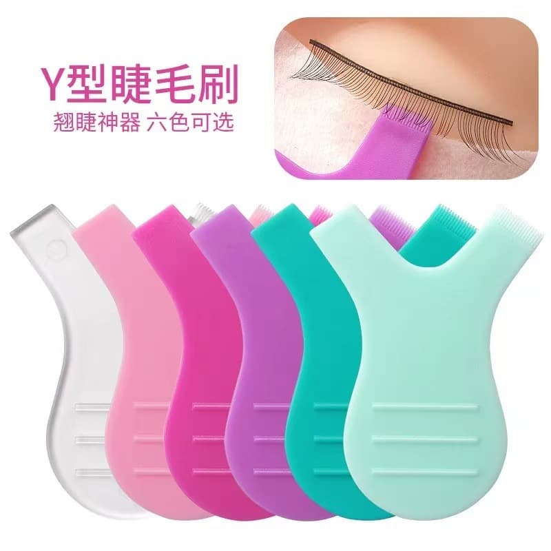 Eyelash Perm Y-Shaped Brush, Lash Extension Y-Shaped Brush, Eyelash Perming Aid Silicone Brush Silicone Pad