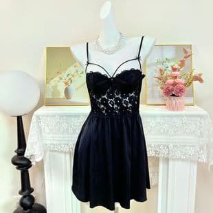 Premium Sexy Pajamas Women New with Pads French Little Mood Sexy Camisole Sleep Dress Vacation Date Battle Dress