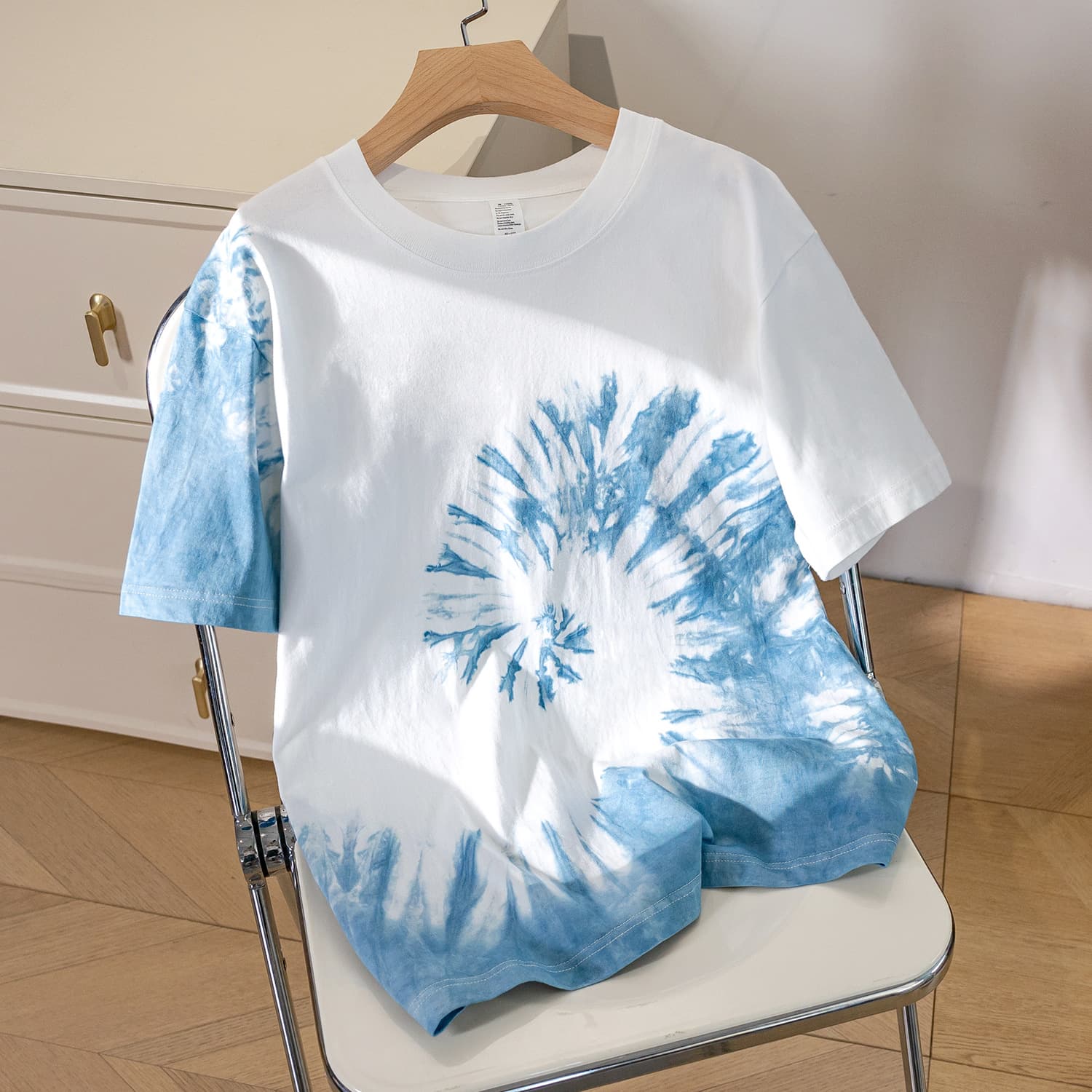 Special Price Dali Handmade Tie-Dye Ethnic Style Family Matching T-Shirt Summer Casual Vacation Girls Blue-Dyed T-Shirt Men and Women
