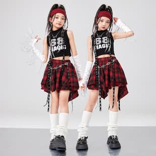 Girls Jazz Dance Outfit Crop Top Set Stage Street Style Kids Hip Hop Dance Costume Performance Wear