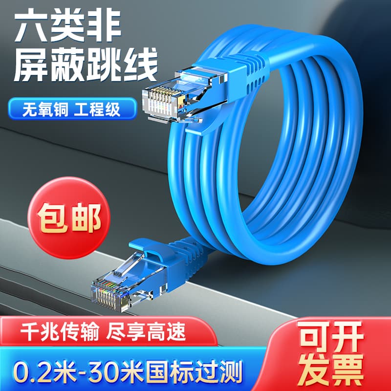 Cross-border national standard Category 5e network jumper oxygen-free copper unshielded network cable 8-core over-tested manufacturer wholesale jumper