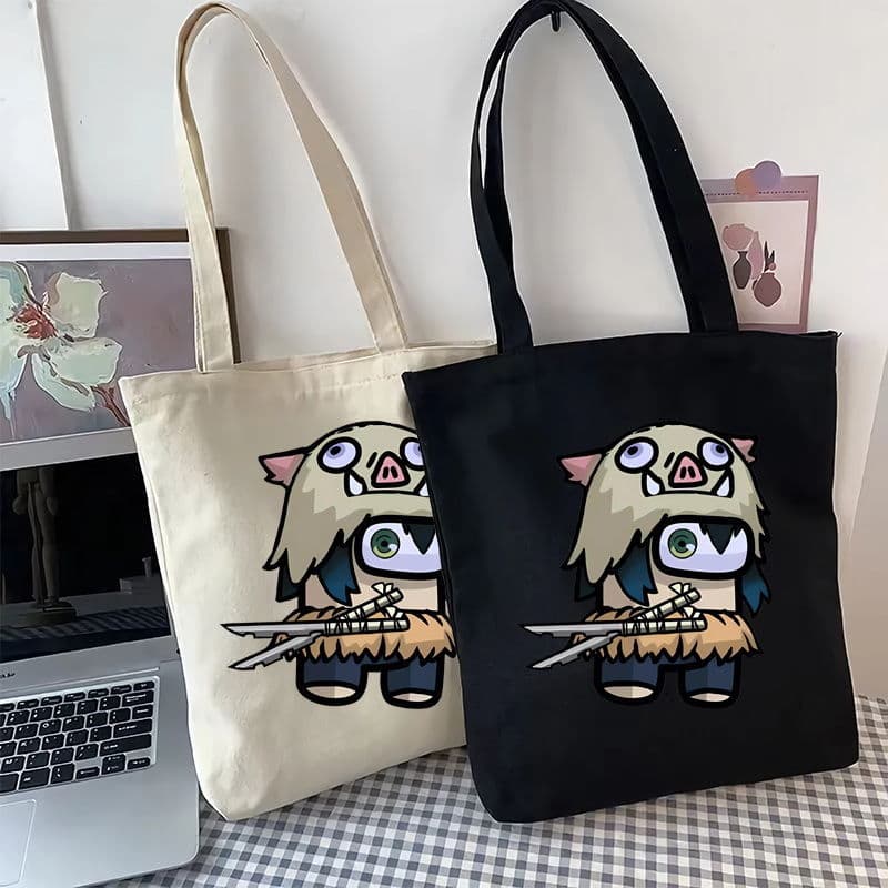 Tote bag canvas bag for women 2D anime peripherals Demon Slayer: Kimetsu no Yaiba co-branded Inosuke Inosuke Space Werewolf