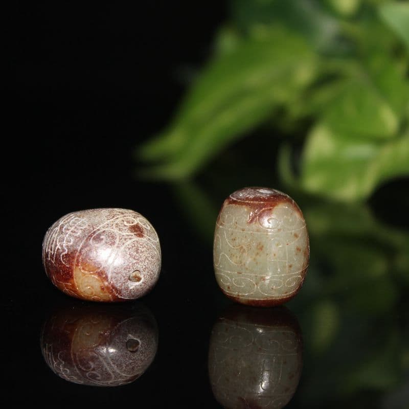 Cross-border new product Qing Dynasty high ancient jade old jade beads old Hetian jade shaped curling cloud pattern ancient character beads accessories