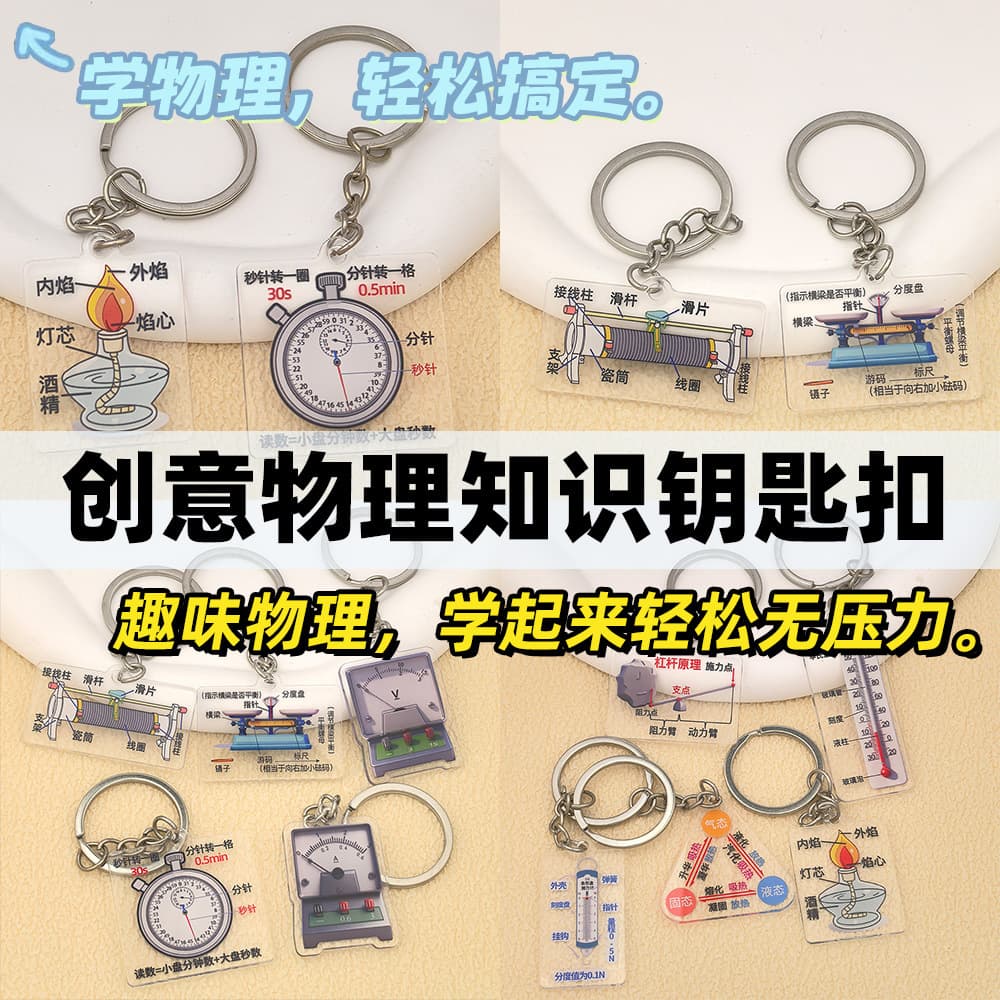 Physics knowledge keychain teacher creative reward small gift physics class welfare acrylic decorative pendant