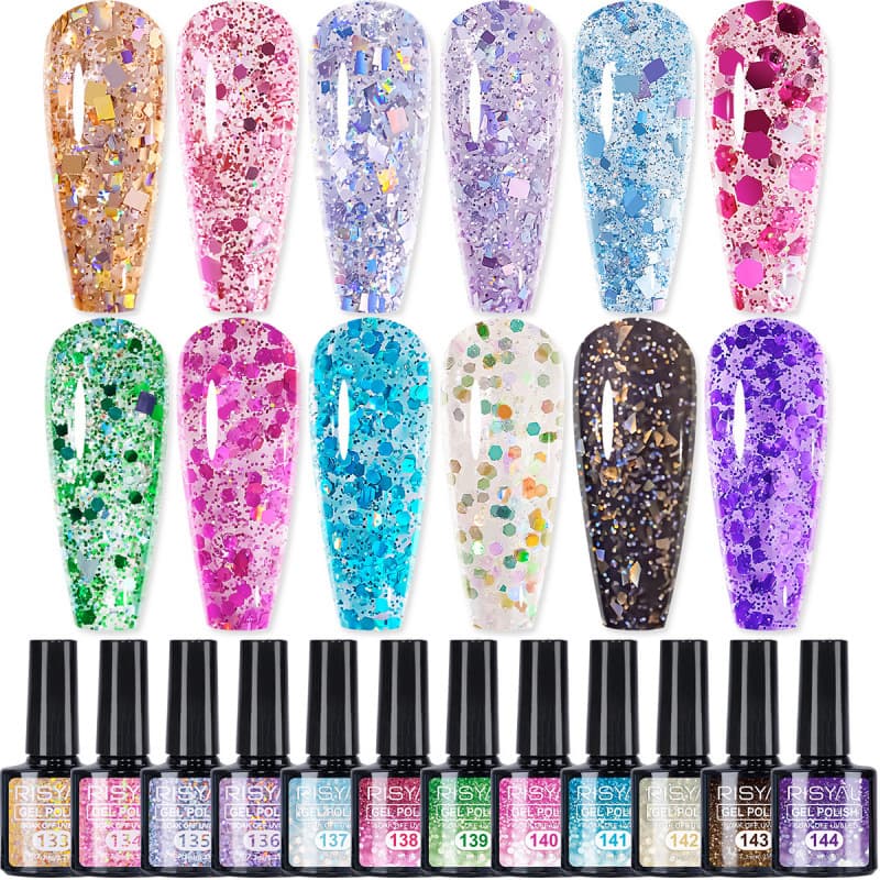 New Nail Glitter Color Gel Polish, Glitter Gel Polish, Color Gel, Nail Gel for Cross-border Supply