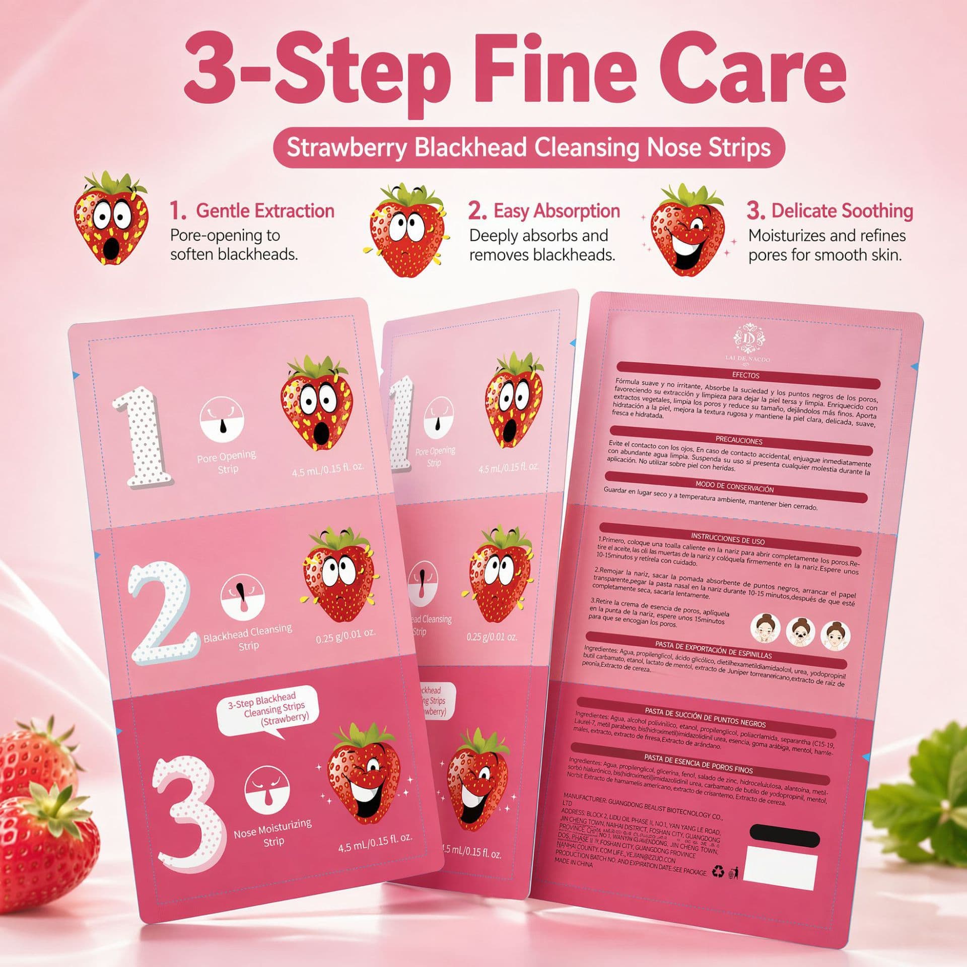 Full English Strawberry Blackhead Remover 3 cross-border manufacturer wholesale