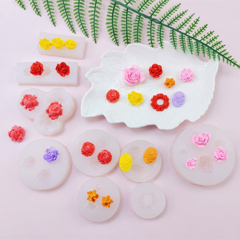 Mini rose flower combination silicone mold diy handmade glue resin clay mold baking cake mold