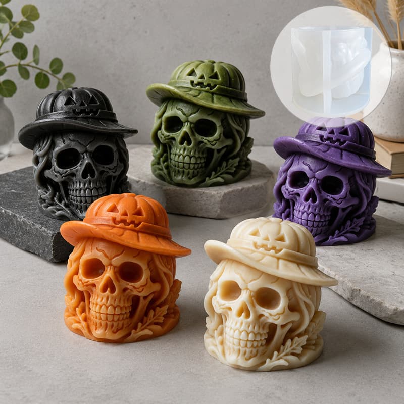 Halloween Skull Candle Silicone Mold DIY Resin Plaster Aromatherapy Ornament Cross-Border Supply In Stock