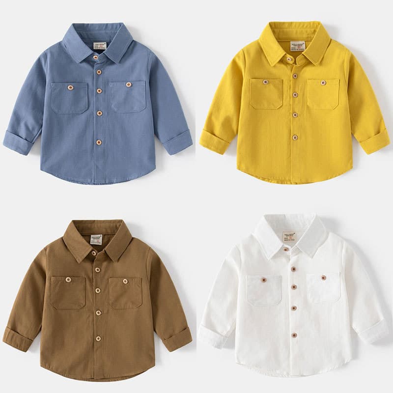 Boys Long Sleeve Shirt Spring Autumn New Baby Cotton Top Kids Clothing Toddler Kids Turn-down Collar Cartoon Stylish Shirt