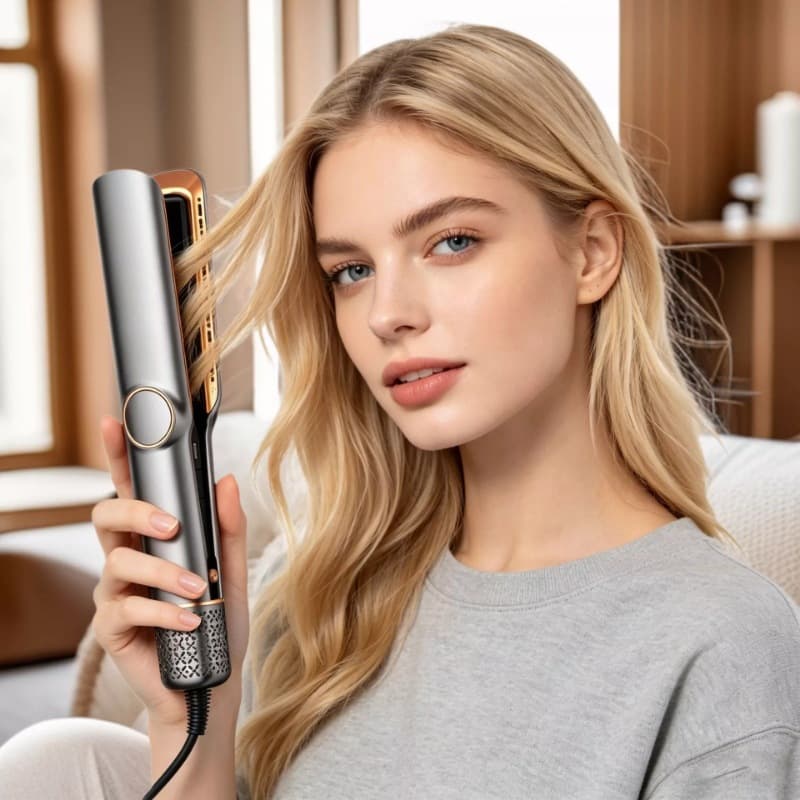 New Cross-Border High-Speed Hair Dryer and Straightener 2-in-1 Negative Ion Non-Damaging Hot Air Brush Straightening Flat Iron Hair Dryer