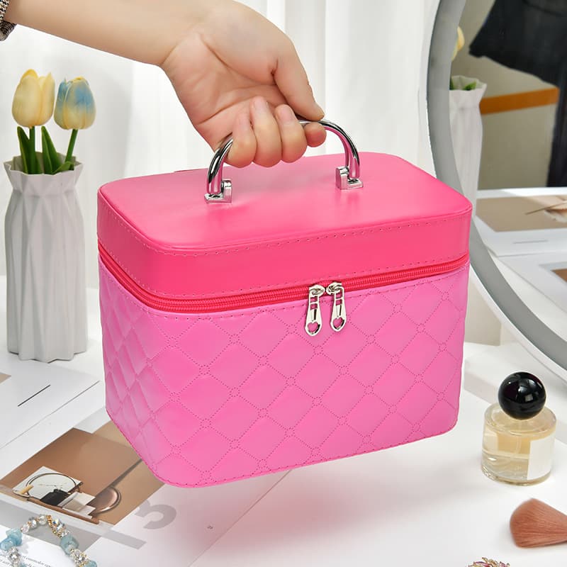 Factory Direct Large Capacity Makeup Bag with Mirror, Portable Handheld IS Style Home Storage Box, Multifunctional Portable Cosmetics Organizer
