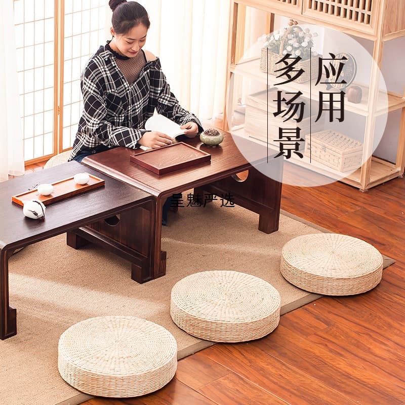Straw-woven cushions, tatami mats, Japanese-style meditation mats for home use, balconies, bay windows, and sitting stools.