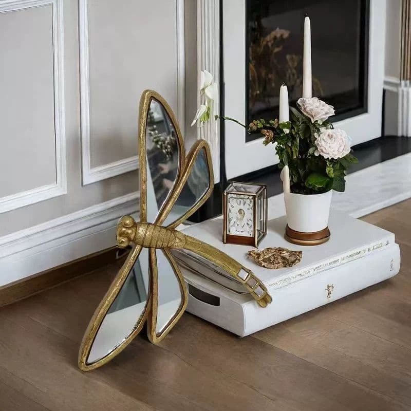 New Vintage Distressed Resin Dragonfly Figurine Creative Living Room Flying Goose Background Wall Decoration Hanging Ornament Set