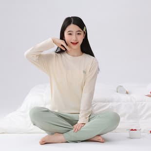 Girls' Pure Cotton Pajamas, Spring/Autumn, Japanese Casual, Girls' Cotton, Summer Long Sleeve Long Pants Set, Thin, Wearable Outside Home