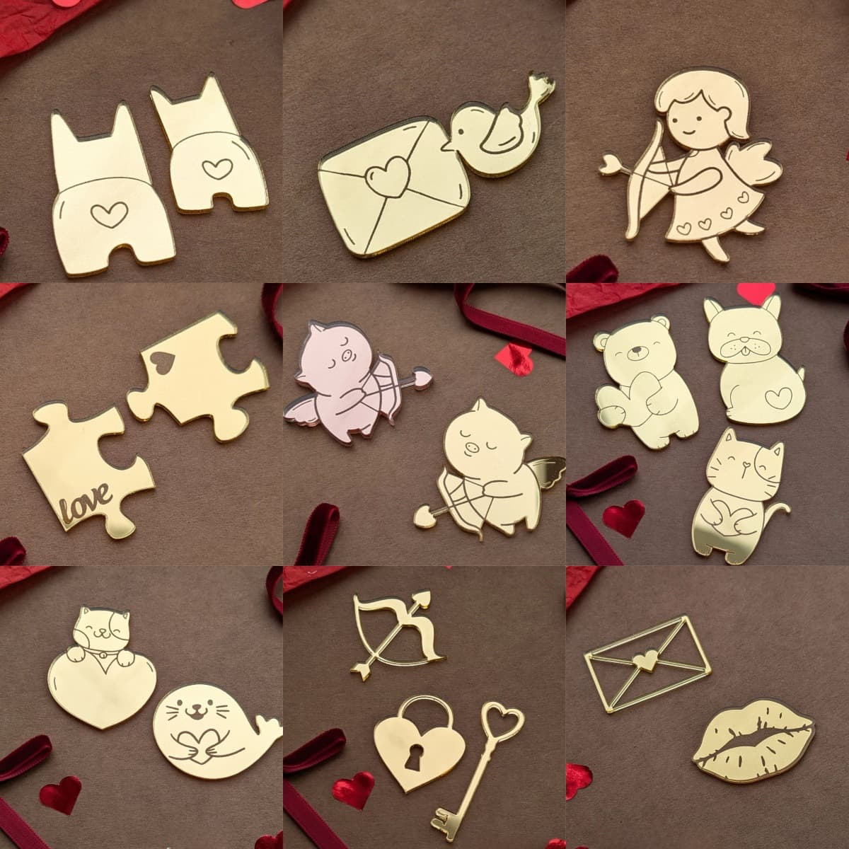 New Cross-Border Ins Style Label Valentine's Day Acrylic Cake Decoration Cupcake Decoration Love Heart Shape