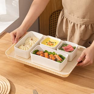 Simple Ceramic Bowl, Kitchen Side Dish Bowl, Multi-Layer Hot Pot Compartment Storage Organizer, Seasoning Dish