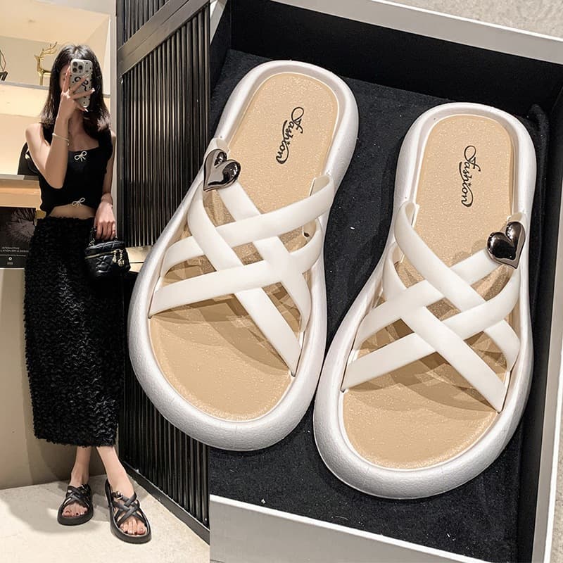 Love New Style Sandals Women 2024 Versatile Pairing with Skirts Thick Sole Outdoor Fairy Style Fashion Cross Sandals Women Summer