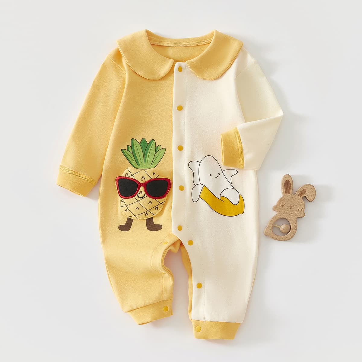Infant long-sleeved one-piece harem clothes for men and women, spring and autumn clothes, newborn clothes, pure cotton cartoon crawl clothes, going out clothes