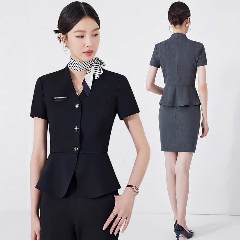 Gray Suit Set Women 2025 New Summer Hotel Front Desk Manager Professional Attire High-End Jewelry Store Workwear
