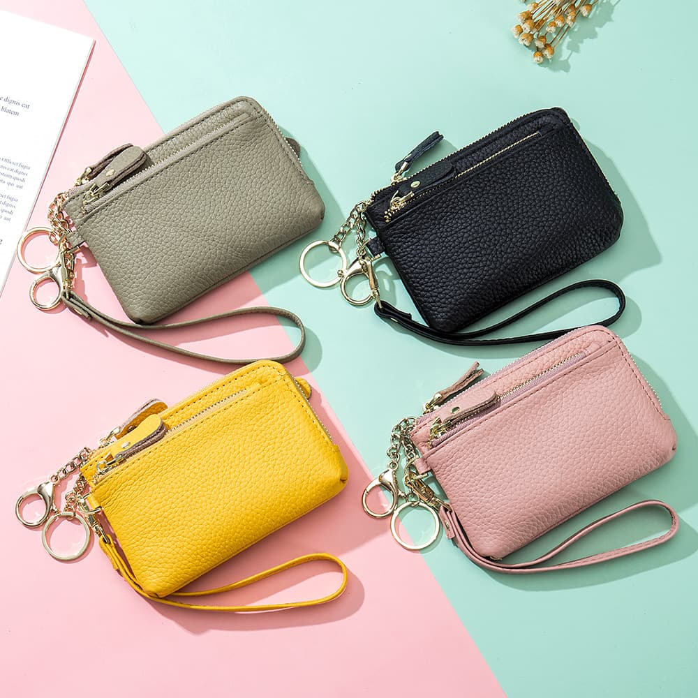 Amazon Hot-Selling European and American Genuine Leather Wristlet Coin Purse Simple Multifunctional Handheld Mini Small Bag