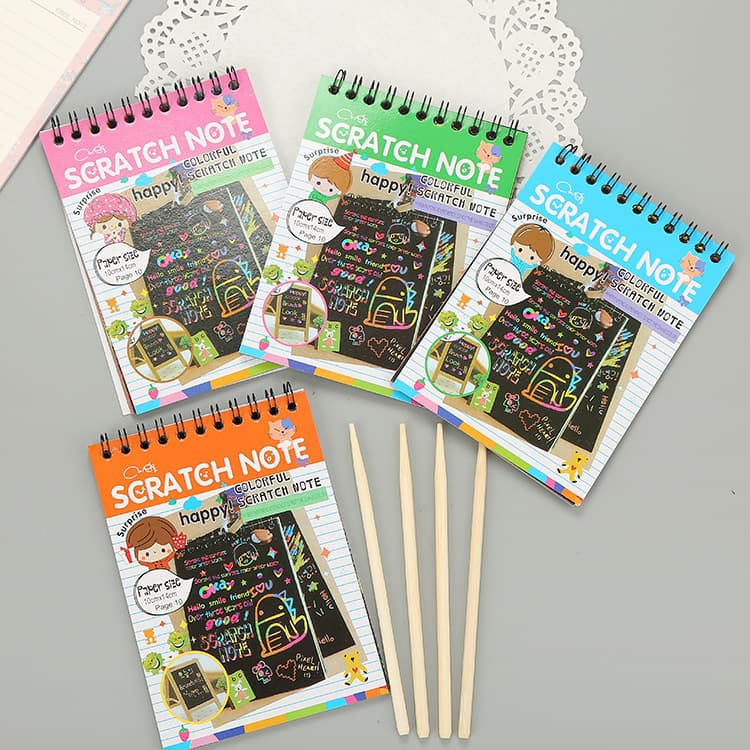 Children's DIY scratch art creative cartoon colorful graffiti book kindergarten fun craft scratch art book toy wholesale