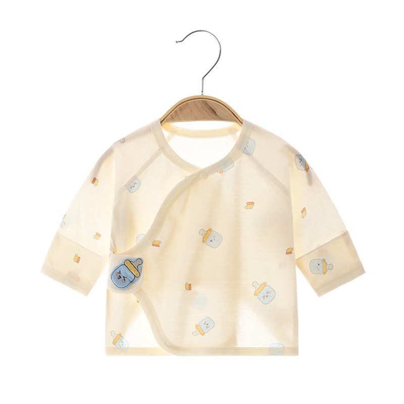 Newborn Half-Back Baby Summer Cotton Bodysuit, Ultra-Thin Seamless Design, Newborn Sleepwear, Monk-Style Baby Top, Air Conditioning Friendly