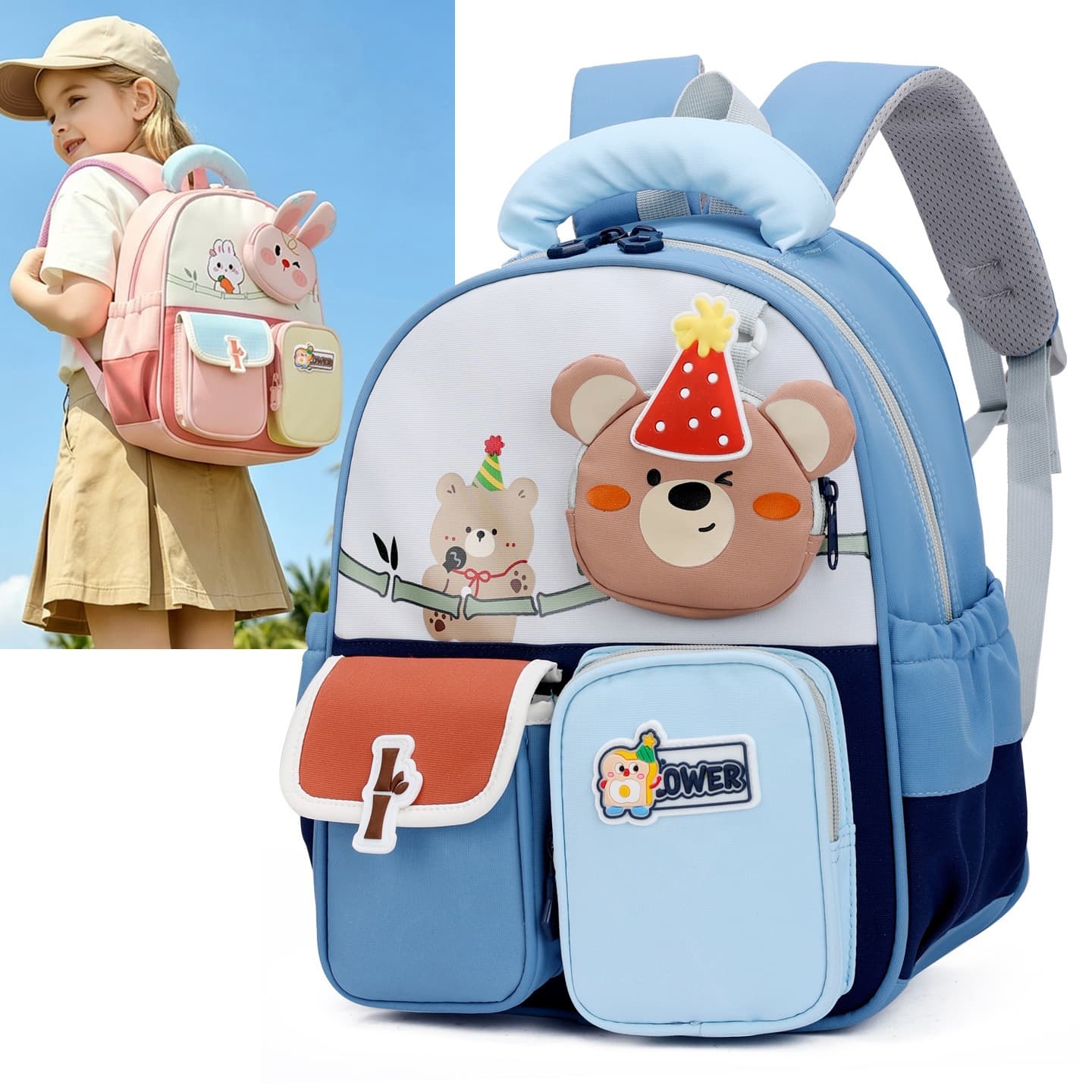 New Kindergarten Backpack Lightweight Cute Cartoon Preschool Backpack for Boys and Girls