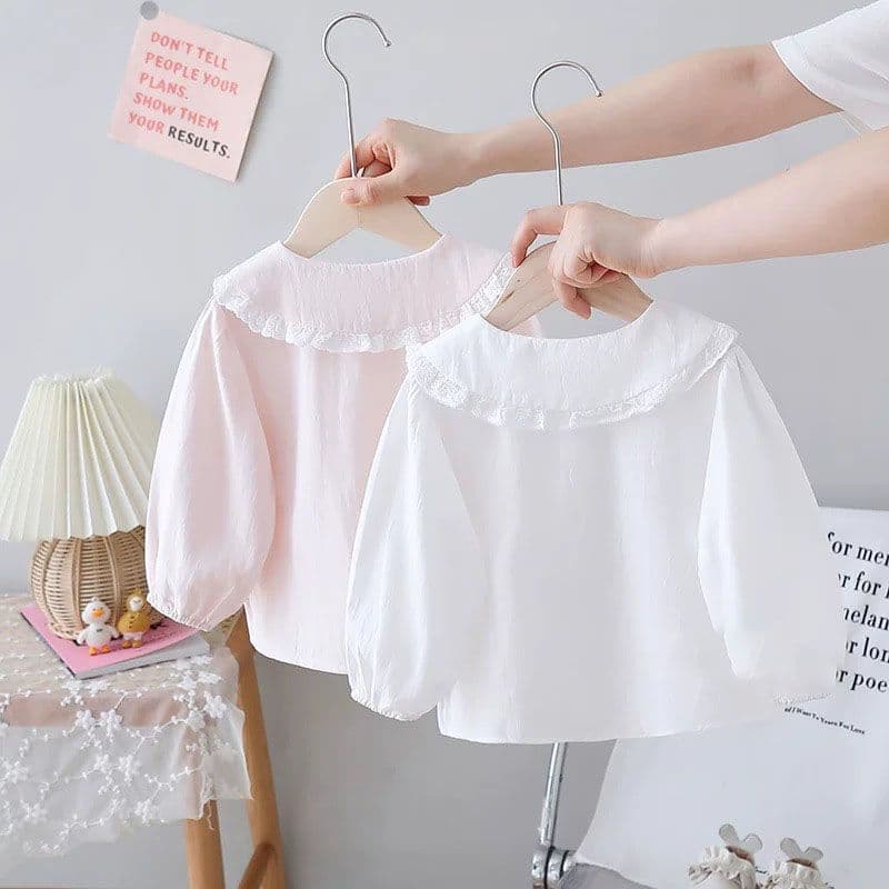 Children's clothing girls' bow lapel shirts cotton baby bottoming shirts baby girl tops children's shirts spring and autumn