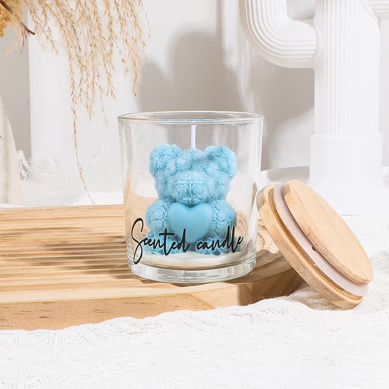 Bear-Shaped Aromatherapy Candle Wholesale, Creative Valentine's Day Gift Home Fragrance Souvenir Candle Jar Wax for Cross-Border