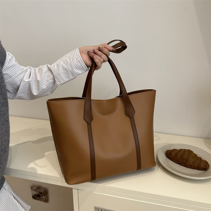 Korean style personalized splicing large-capacity bag for women 2024 new fashion retro commuter tote bag simple shoulder bag