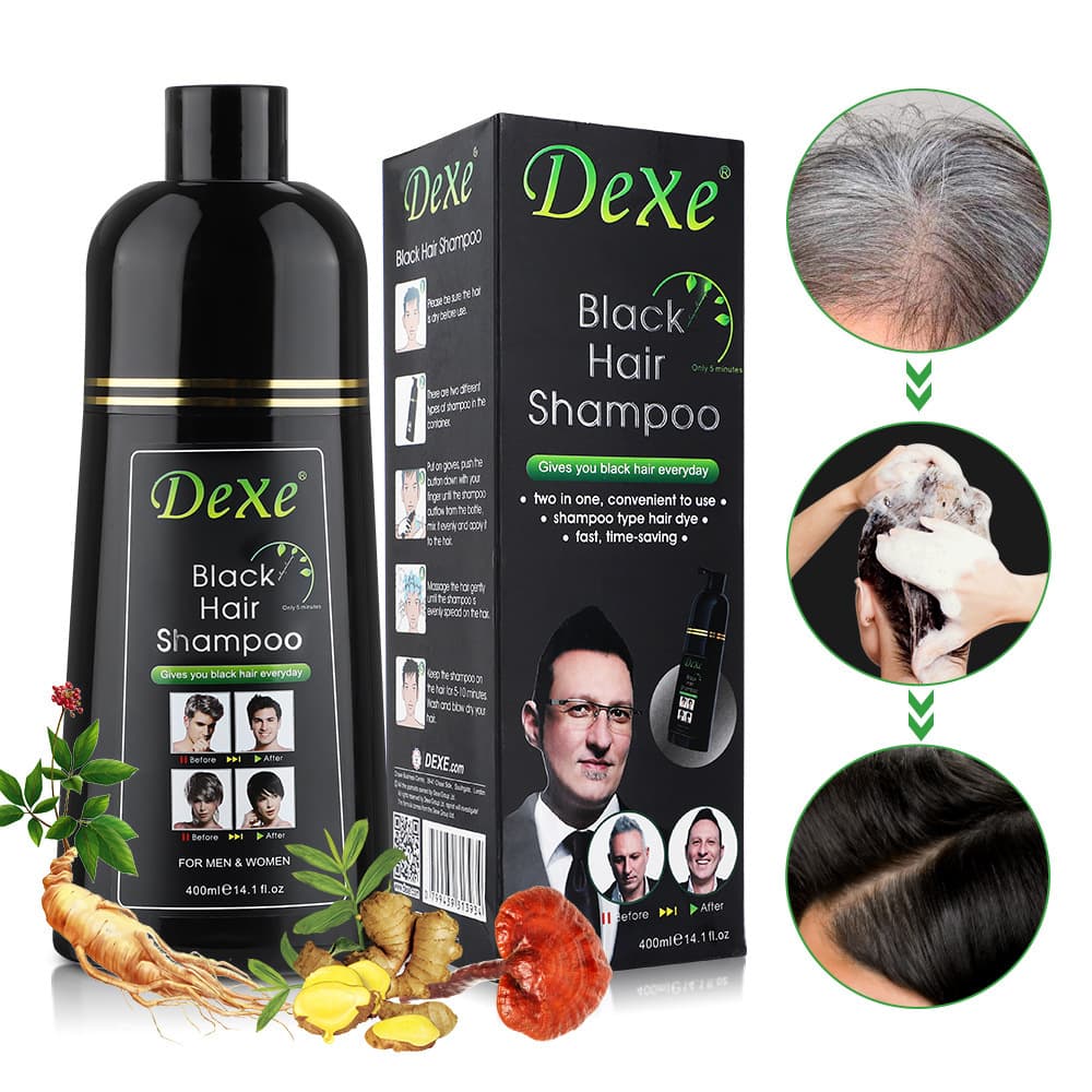 Cross-border 400gDexe one black English hair dye plant brown cover white hair bubbles black hair dye cream in one wash