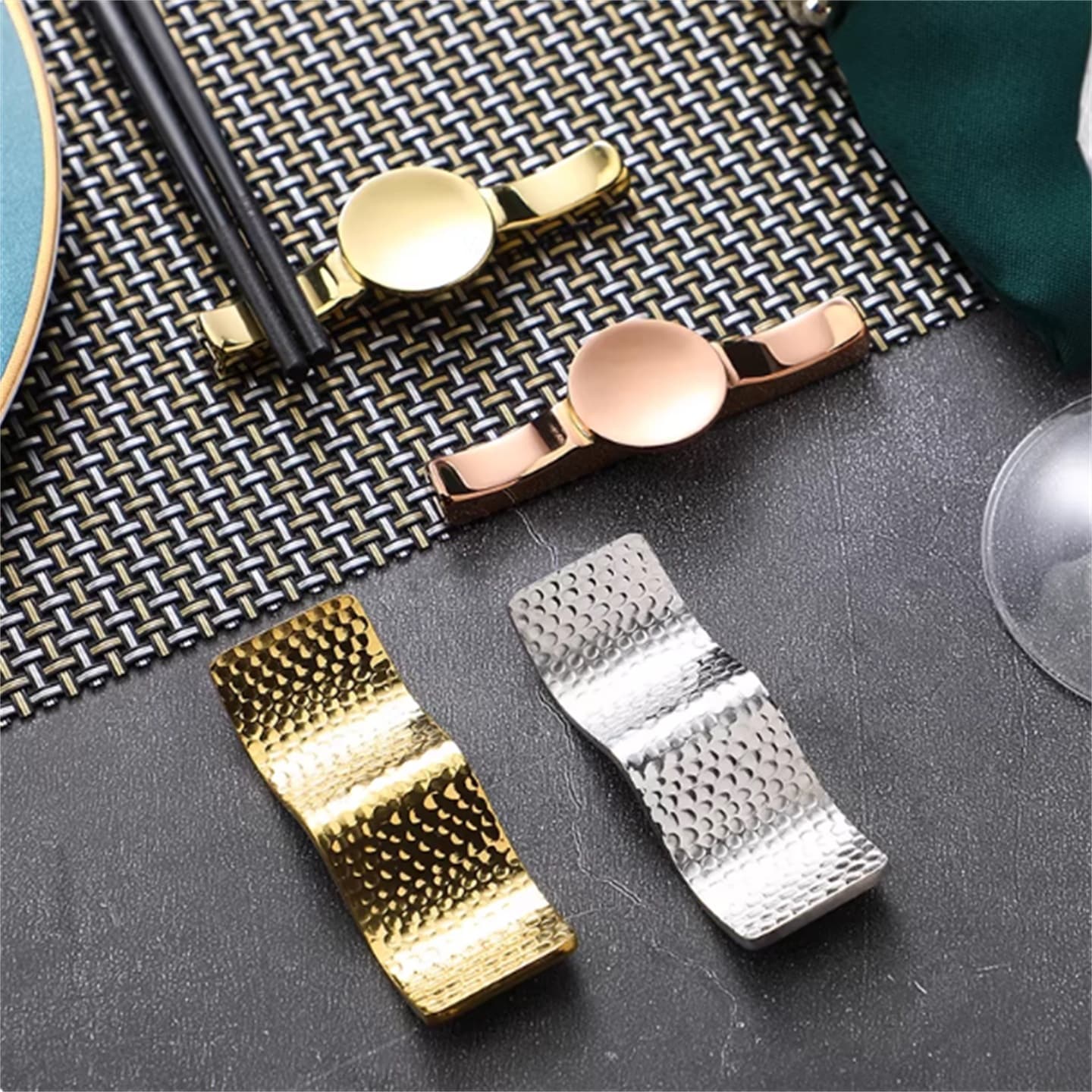 Stainless steel golden chopstick holder hotel tableware dual-purpose commercial chopstick holder chopstick pillow chopstick holder spoon holder spoon holder